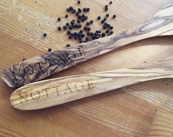 Personalized Kitchen Spoon and Spatula Set Custom Engraved Olive Wood Spoon and Wooden Spatula Wedding Gift, Housewarming Gift, Engagement