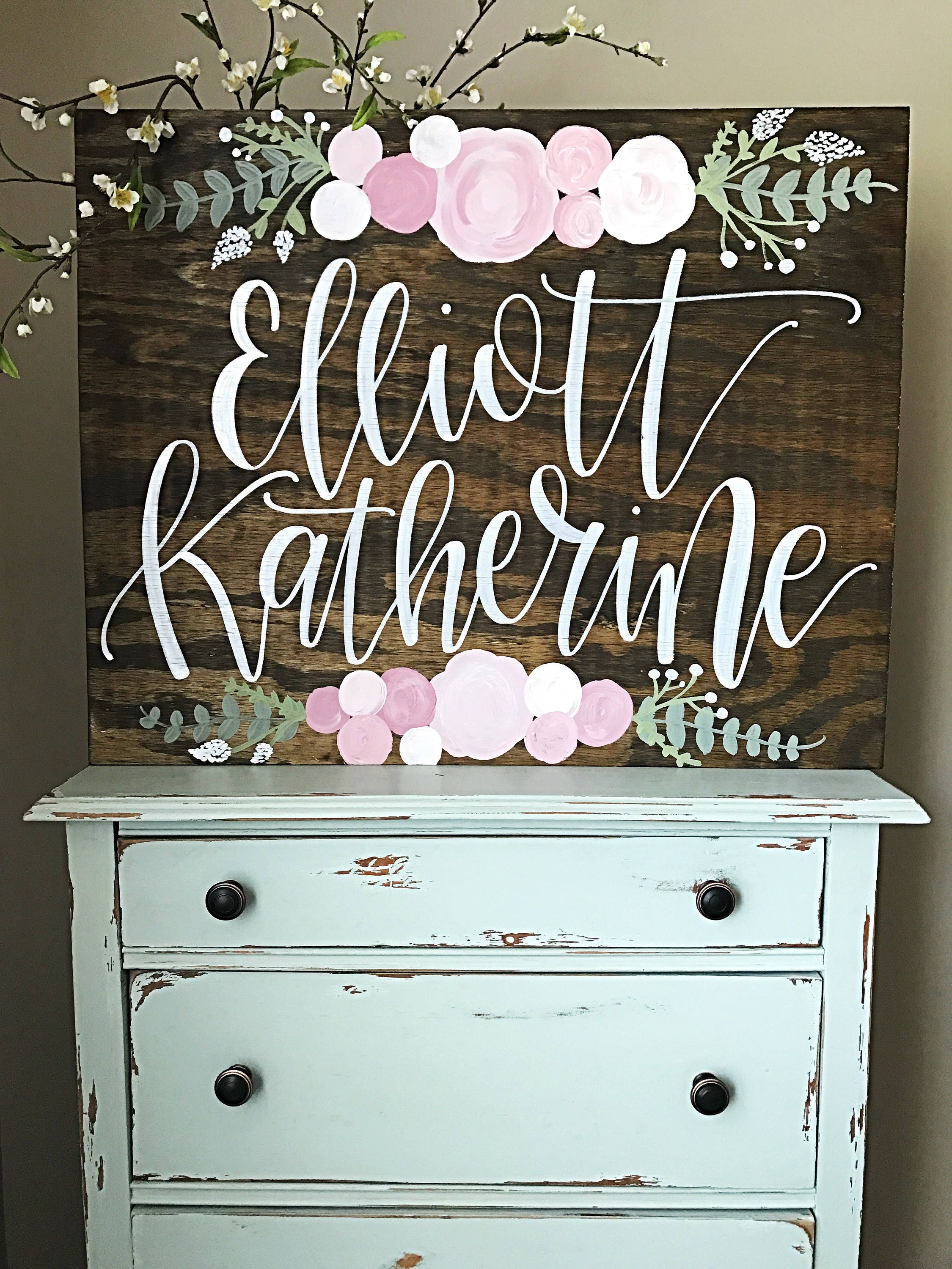 Wood Nursery Sign Personalized Nursery Name Sign Boho Chic