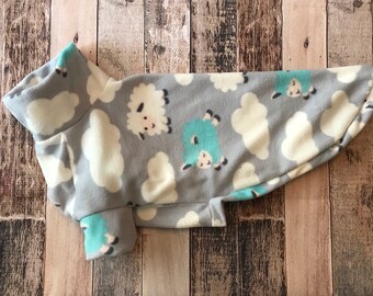 Sheep Greyhound pajamas, cosy greyhound clothing, gray greyhound fleece, lurcher pjs, greyhound coats, whippet pajamas, dog coat