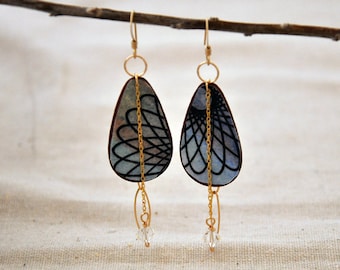 Spiral galaxy "spirodoodle" patina brass 14kt gold fill earrings