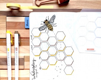 Honeycomb Hexagon Geometry Stencil for Travelers Notebook Leuchtturm Moleskine Bullet Journal A5 Planner