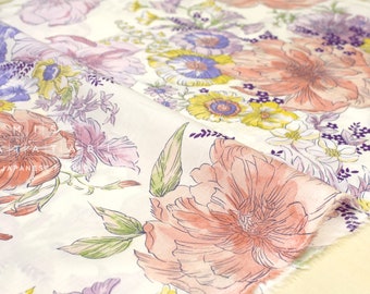 Japanese Fabric Peonies lawn - peach, pink - 50cm
