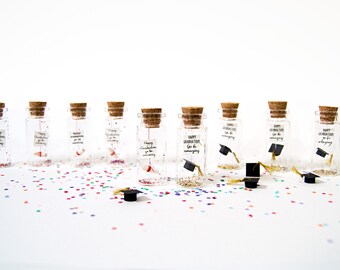 Happy graduation, go be amazing. Graduation. You did it. Tiny message in a bottle. Personalised Gift. Funny Graduation Card. Mature