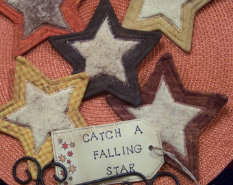 Primitive Country FALL STARS Fabric Coasters Mug Mats Ornies Scatter Mats