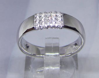 Size 58 ring band Sterling Silver and CZ (Cubic Zirconia) diamond