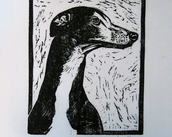 BirdsforBirds Greyhound in Profile art block print