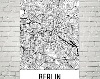 Berlin Map, Berlin Art, Berlin Print, Berlin Germany Art Poster, Berlin Wall Art, Map of Berlin, Berlin Gift, Berlin Decor, Berlin Art Print