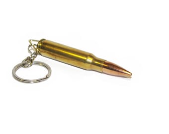 Stylish real shot ammo bullet cartridge brass keychain keyring .308