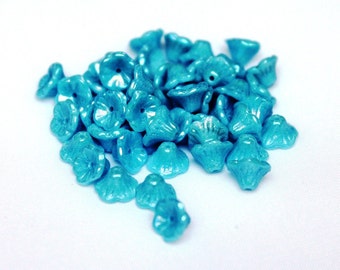 50 St. funnel blossom 5 x 8 mm opaque blue Rainbow