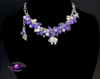 Jade Freshwater Pearl Rock Crystal ""Magical Elephant"" (Necklace- Bracelet -Transformer)