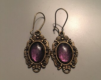 Bronze and purple earrings