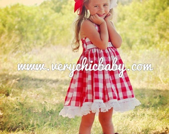 Gingham Dress, Red Gingham Dress for Girls, Red Gingham Dress, Country Girl Dress, Cowgirl Birthday Outfit, Gingham Dress