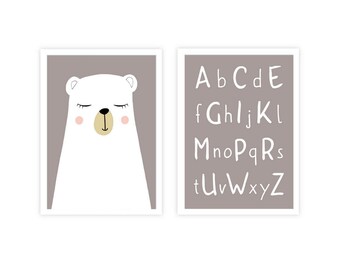 Set of 2 Prints,nursery art prints , baby nursery decor ,nursery wall art, Children Art - Kids Room