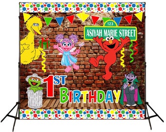 Sesame Street Party 8x8 Foot Backdrop/Banner Step and Repeat|Digital|Printed & Ship|Sesame Street theme