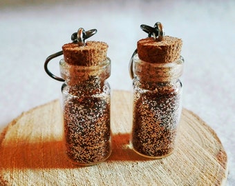 Earrings magic vial, fairy dust, spice, lavender, thyme