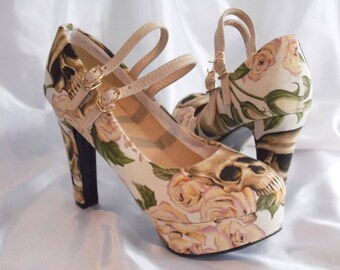 Wedding Shoes - Skull Heels - Mary Janes