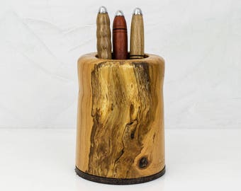 Cherry Wood Pencil Holder / Pen Cup for Desk, Handturned, LUCIEN