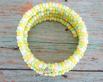 beaded bracelet, summer bracelet, beach bracelet, colorful bracelet, teen bracelet, unique bracelet, yellow bracelet, lime green bracelet