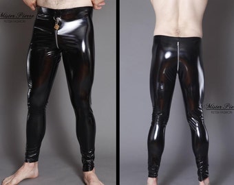 Custom Made Leggings with Front D ring Spandex Vinyl alternative to latex or PVC