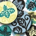 Hawaiian Mod Flowers in 2.6 inch circles for pocket mirrors and more -- piddix digital collage sheet 604
