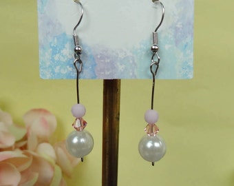 Swarovski Crystal Earrings Dangle, Pearl Earrings, Silver Plated Brass Earrings, Dangle Drop Earrings, Easter gift ideas for friends