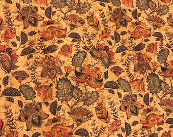 Cork Fabric - Garden Blooms Print Cork - EcoFriendly - Made in Portugal