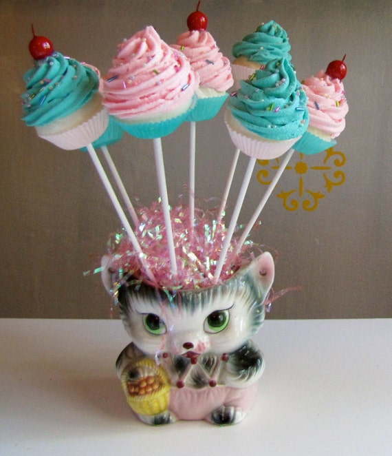 Fake Cupcake Lollipops Sweet and Whimsy Collection