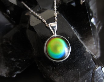Mood Necklace, Sterling Silver Mood Jewelry, Color Changing, Mood Pendant, Gifts For Her, Retro Jewelry, Hippie, Mood Stone