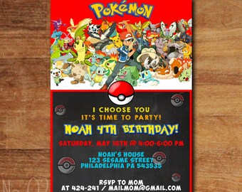 Pokemon Birthday Invitations, Pokemon Invitation, Pokemon Party, Pokemon Birthday Decorations, Pokemon Party Invitation, Pokemon Invites