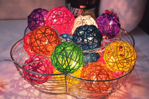 Colourful Rattan ball string lights for PatioWeddingParty