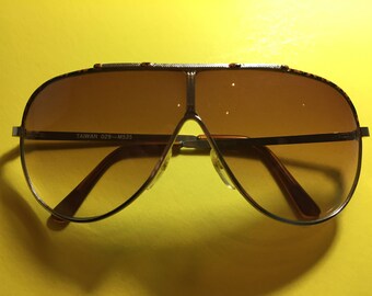 1980s Shield Aviators with Snakeskin print frame