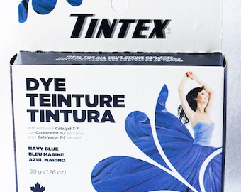 Tintex Fabric Dye For Washing Machine & Hand Dyeing, NAVY BLUE, 50g 1.76Oz, New Unopened, Dye powder fabric, batik, crafts, Made in Canada