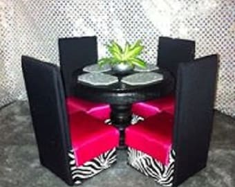Doll Furniture Playscale / 1:6 Scale Dining Table & Chairs - Customized Option for Barbie / Monster High...