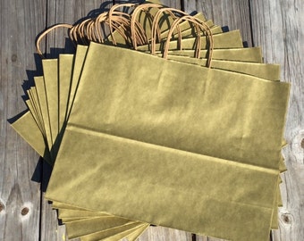 20 Pack- Metallic Gold Kraft Shopping Bag 16"x6"x12"