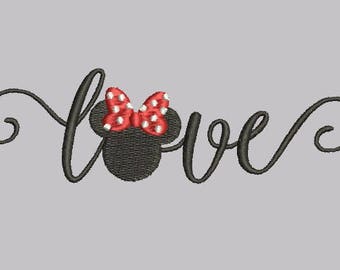 Disney Minnie Mouse Head Ears Love Heart Design Embroidery Walt Disney World Fill Machine Instant Download Digital File EN2101F4B