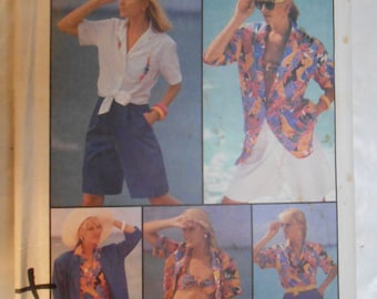 Vintage PATTERN Simplicity 7491 Misses' "Go-Everywhere" Skirt, Shorts, Bra Top, Shirt & Unlined Jacket Size 12