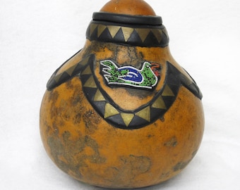 Vintage Ethiopian beaded gourd