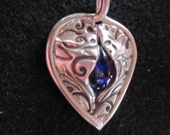 Pmc pendant, pmc necklace,Silver clay pendant,silver clay jewelry, blue pendant, pmc, fine silver pendant, fine silver necklace,Silver clay,