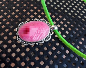 Vagina Necklace Cameo Pink Pink Green Green
