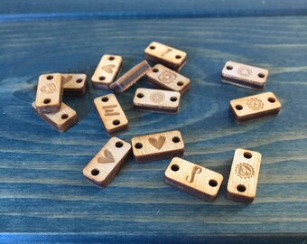 Custom wood tags, 0.25 x 0.5 inches, Custom Jewelry tags