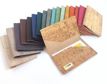 Cork business card case, many colors. Business card holder.