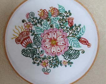 Flowery Embroidered Hoop Art