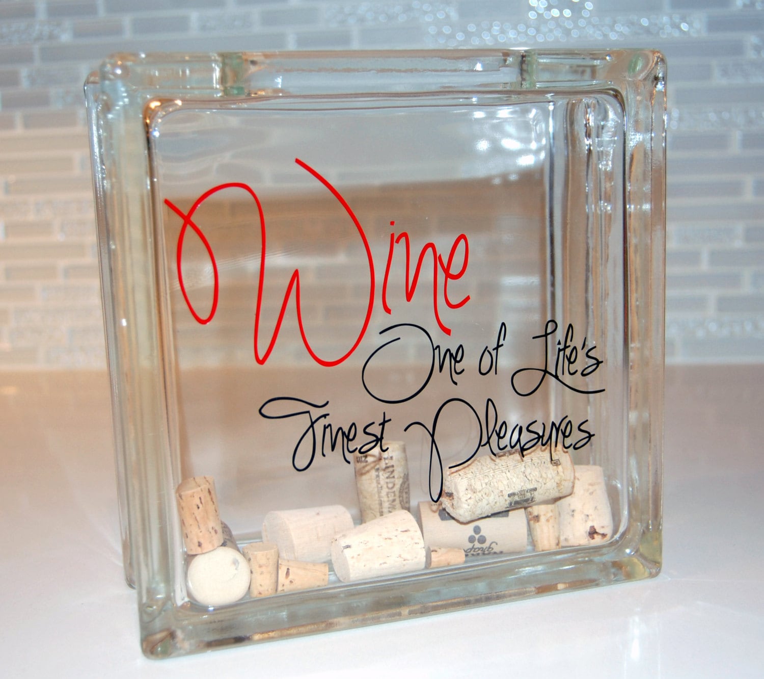 Wine Cork Holder Glass Block Wine Wine One of Life's