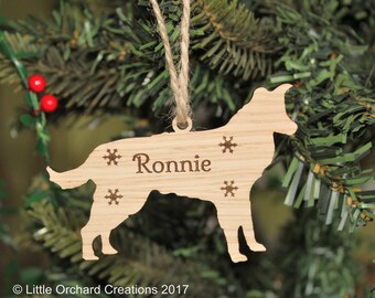 Personalised Border Collie Decoration, Border Collie Christmas Tree Decoration, Personalised dog decoration, Collie Christmas Decoration