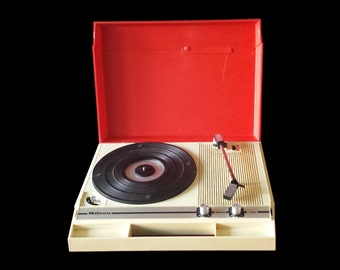 Late sixties portable automatic grammophone record player, Wilson Milano 'Capri', space-age design.