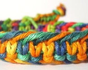 Fishbone Rainbow Hemp Bracelet - Made to Order