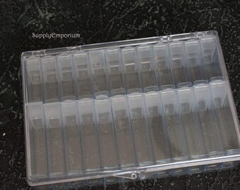 Clear Acrylic Bead Organizer Case with Flip Top Storage Tubes, Hinged Box with Flip Top Tubes for Beads, Eyelets Finding and More, STYLE 1