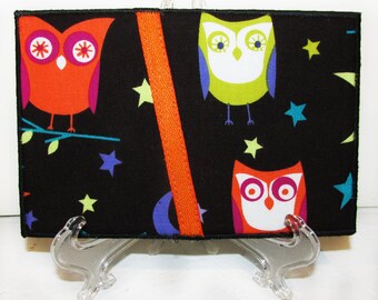 Quilted Postcard, Fabric Postcard, Mini Art Quilt, Night Owls