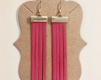 Fuchsia Fringe Statement Earring