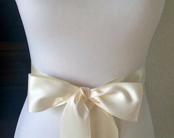 Ivory Wedding Sash- 1.5in or 2.5in Simple Satin Sash- Wedding Belt- Bridal Sash- Flower Girl Sash- Bridesmaid Sash- Plain Sash- Simple Belt